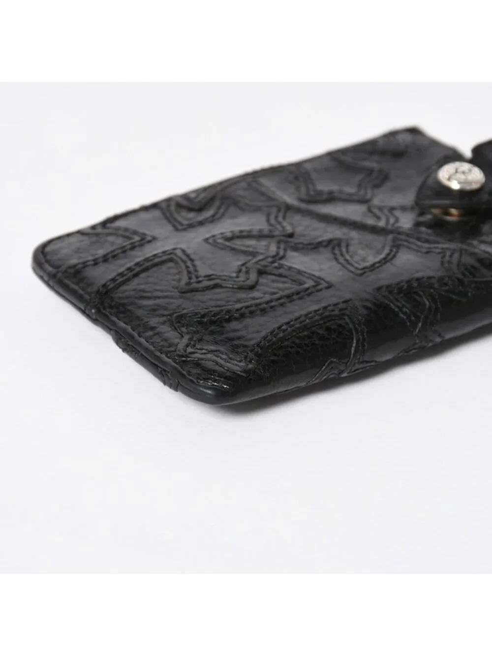 Chrome Hearts Cemetery Cross Patch Card Case Black Silver Scroll Label Logo 925